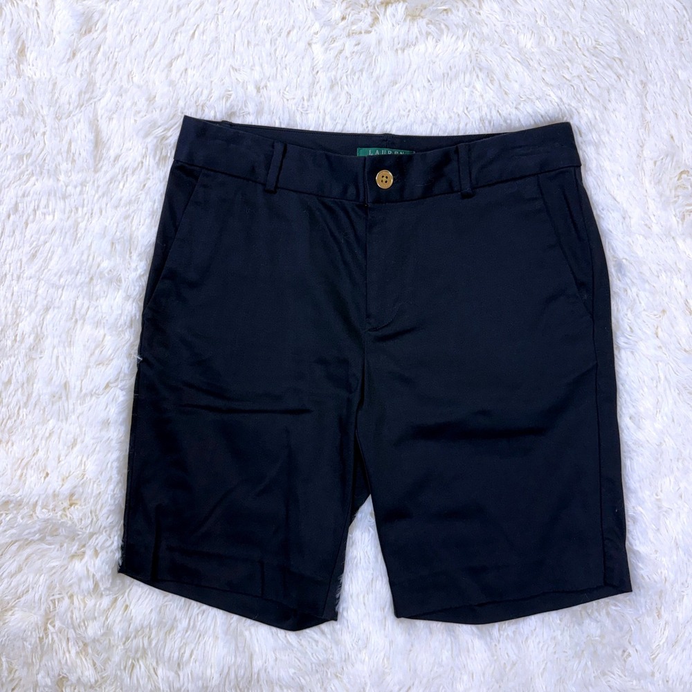 NWOT Lauren Ralph Lauren Bermuda Chino Shorts Womens 4 Black Stretch Cotton